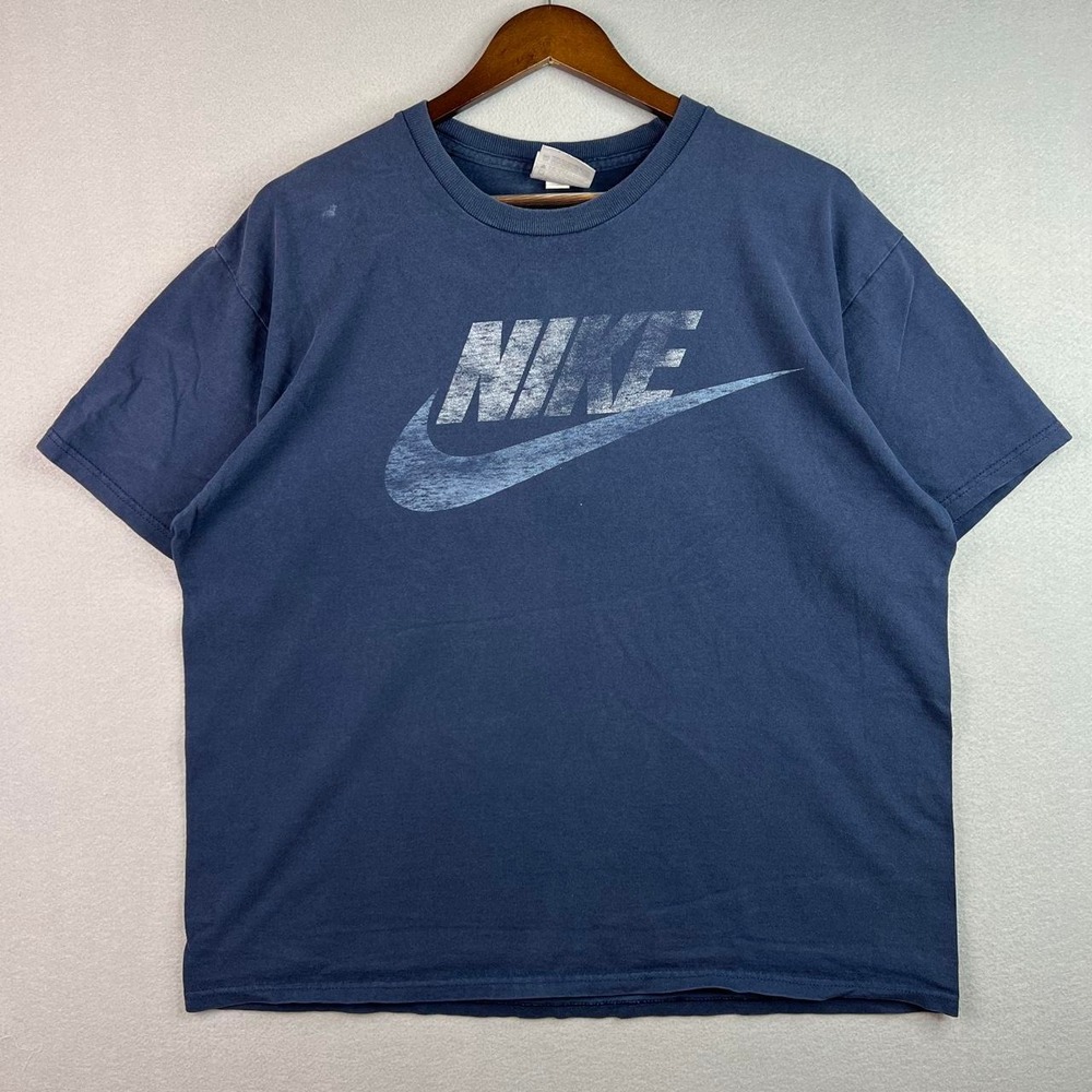 Vintage Nike Tee Shirt Faded Blue Y2k Silver Tag L